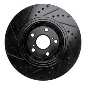 Toyota Venza Brake Rotor (1) - Front Right - R1 Concepts - Drilled & Slotted - Black - `09-`15